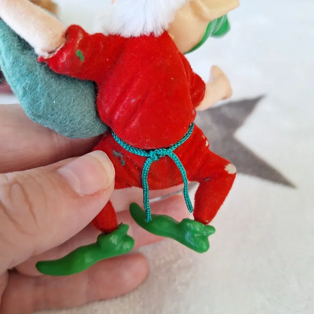 Lot of‎ 3 Santa & Elf Vintage Christmas Ornaments Hong Kong, Felt China